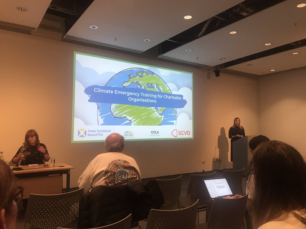 Barry_Fisher01's tweet photo. Louise from @KSBScotland talking about #ClimateAction and #ClimateEmergencyTraining with colleagues from @PathsforAll @scvotweet #SCVOGathering https://t.co/MdPIrU910S