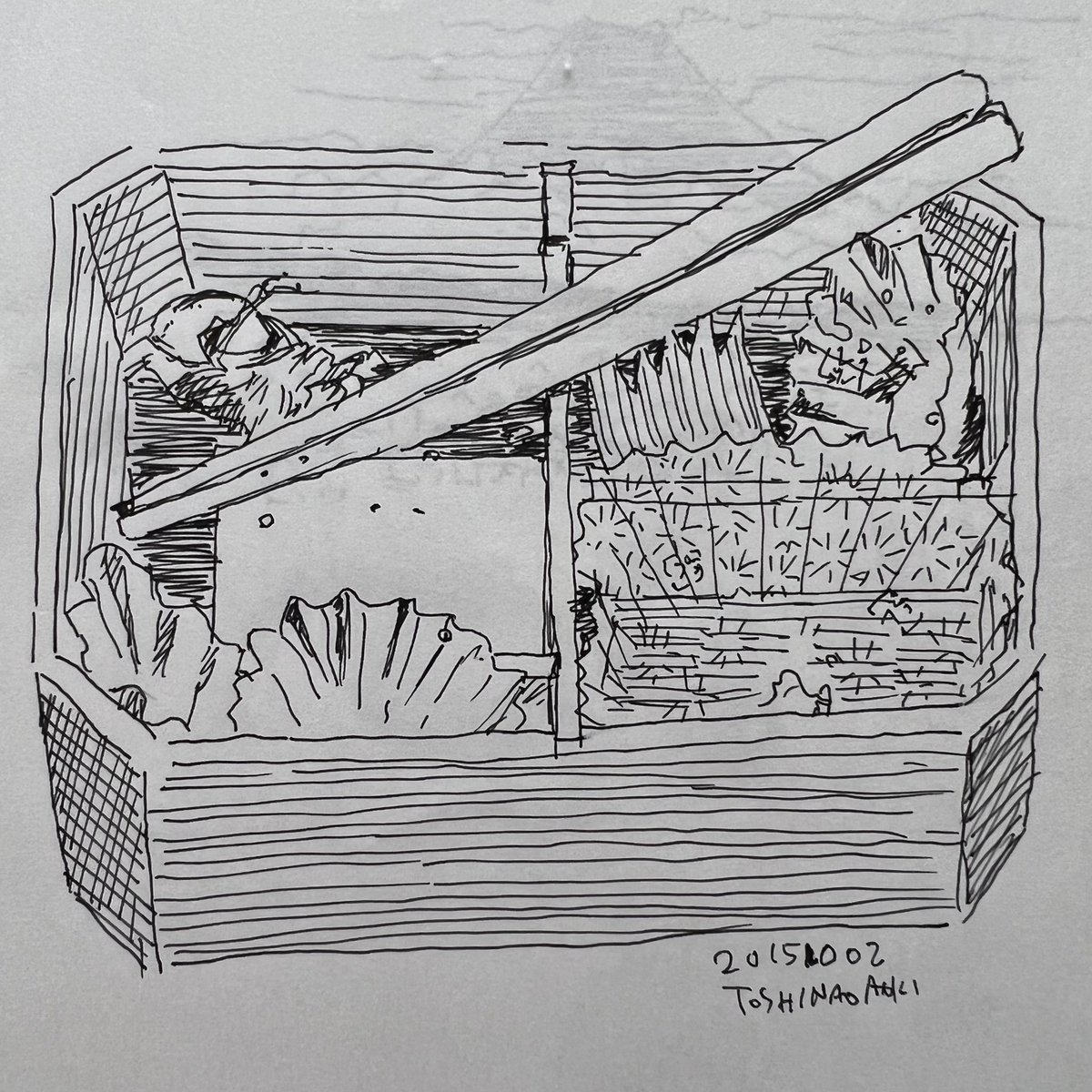 2015年のクロッキー帳2
食べ終わった駅弁を描く。 