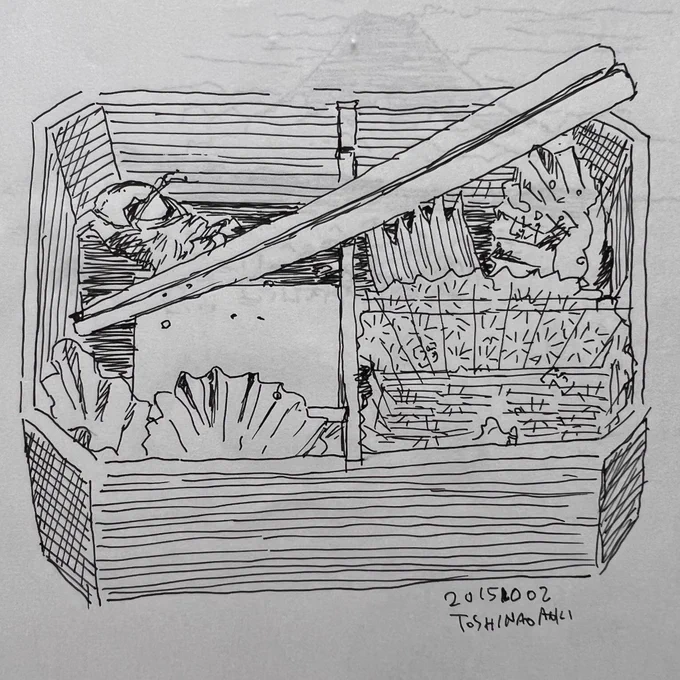 2015年のクロッキー帳2
食べ終わった駅弁を描く。 