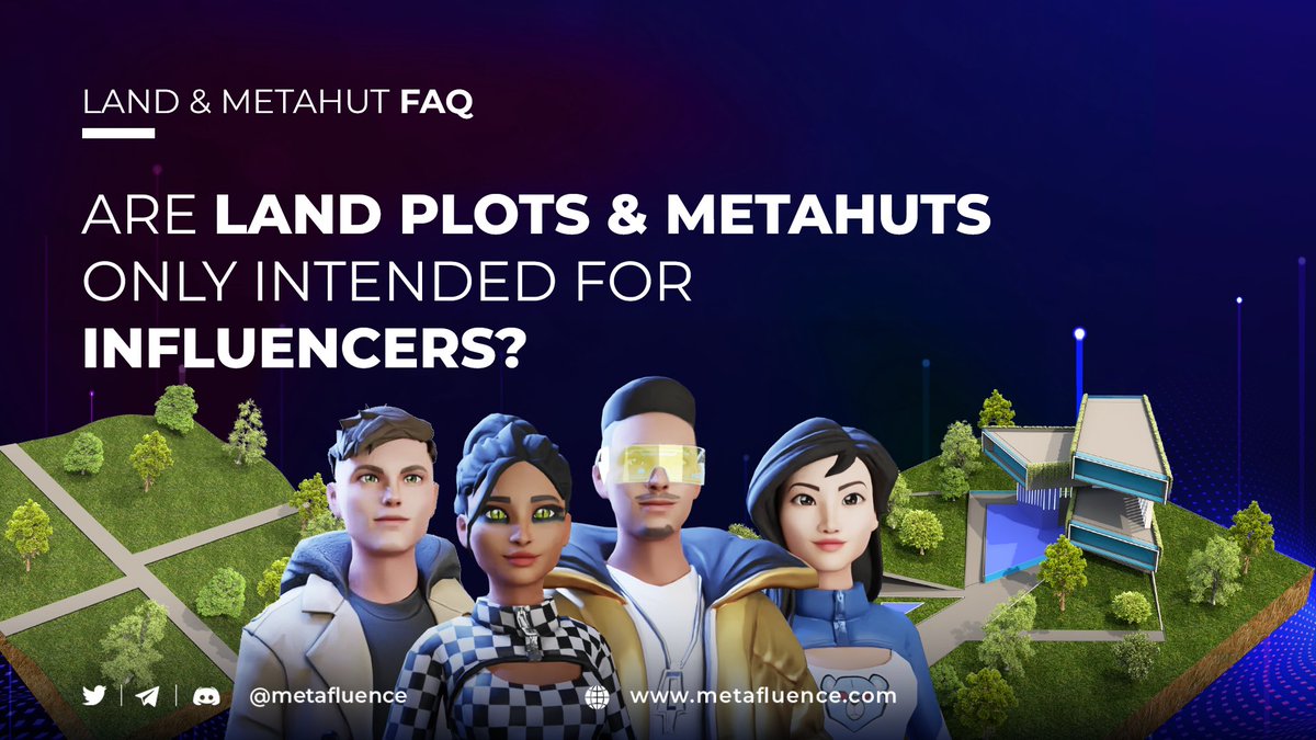 metafluence's tweet photo. ๐ Due to the fact that #Metafluence is an influencer-centric #metaverse, you might be confused and ask: "Are Metafluence Land Plots & #Metahuts only intended for influencers?"
โ
The answer: The good news is, they are absolutely not! But how? Keep reading to learn ๐ https://t.co/72Y9sfIUmP