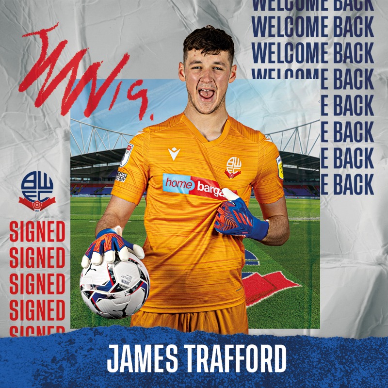 OfficialBWFC's tweet photo. ✍️🏻 We're delighted to announce the signing of @Jamestrafford6 on a season-long loan from @ManCity.

🤩 Welcome back, Traff!

#BWFC 🐘🏰