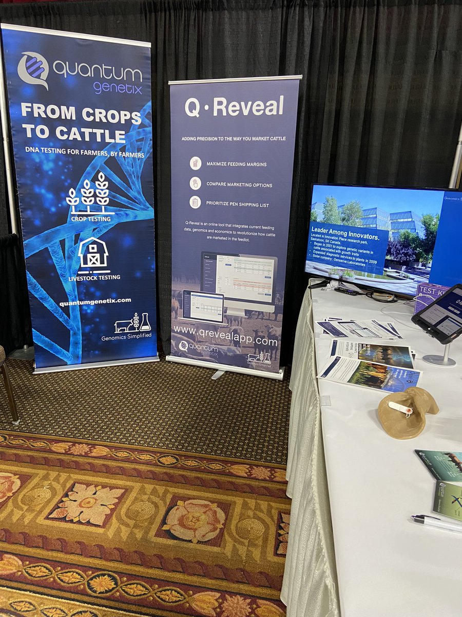 QuantumGenetix's tweet photo. This week our team is at the @albertabeef #beeftalks conference in Red Deer. Ask us today about how Q-Reveal can change your business #beef #genomicsimplified https://t.co/yWPnuzv38E