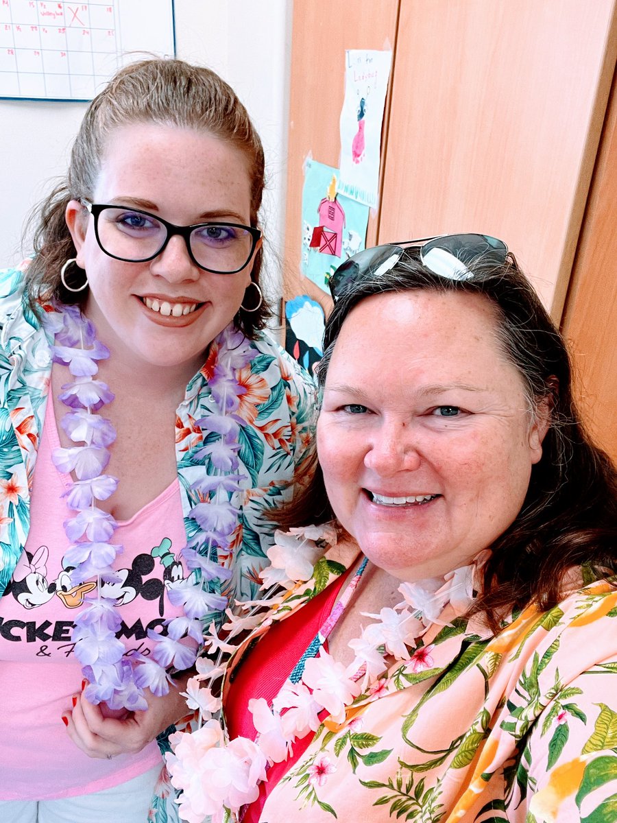 _Holly_Friedman's tweet photo. Happy to have this awesome teacher to celebrate with - it’s tropical day and our last full day of school. We will miss our students, but know they will go on to do great things. #dragonpride https://t.co/elodzp1Pmp