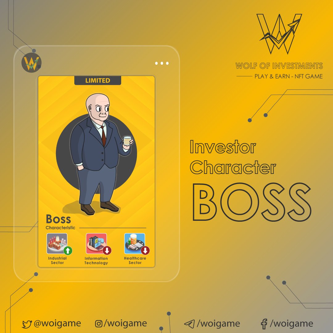 WOIGame's tweet photo. Let's meet with the Investor Character: Boss 👑

"Limited Rarity" Investor Characters are limited to 5.000 units 🚀

#P2E #Play2Earn #NFT #NFTGame #woi #wolfofinvestments https://t.co/k8nC6lrsg3