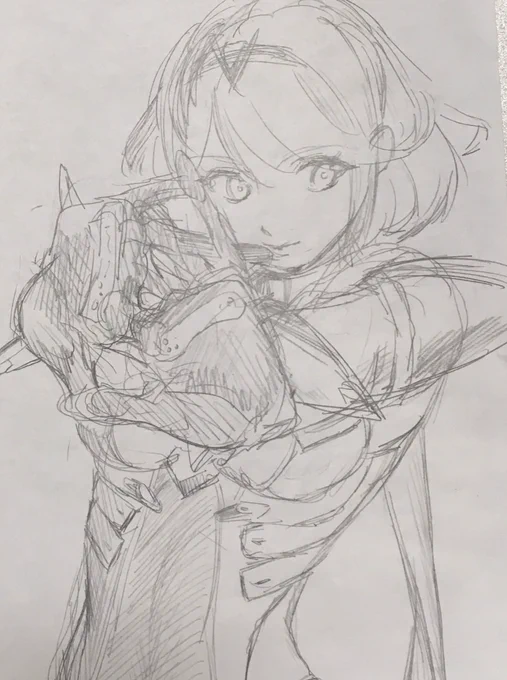 久々にアナログからラフ描いた 