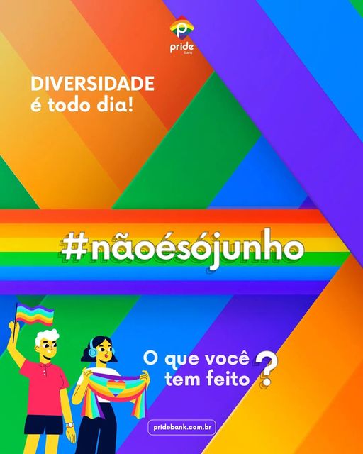pridebankbr's tweet photo. O Pride Bank busca adesão de empresas propondo a postagem da hashtag #NãoÉsóJunho em suas redes sociais para gerar um comprometimento e senso de responsabilidade para que as ações sejam levadas a diante.
#PrideMonth #LGBTQIA #diversidade https://t.co/Vyb8BGV9fn