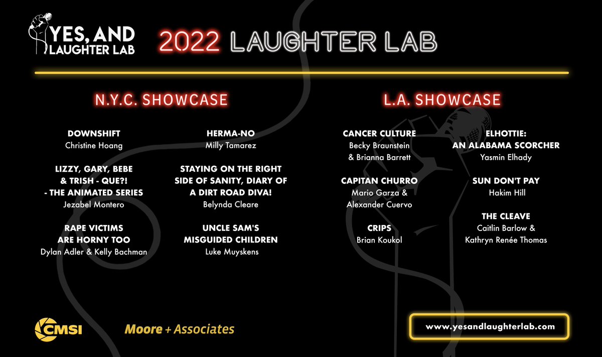 Say hello to our 2022 YALL Showcase Performers! This September, these hilarious comedians and writers will pitch their original comedy projects to entertainment industry execs and social justice leaders. Check out their projects below! 🎭🎤✊