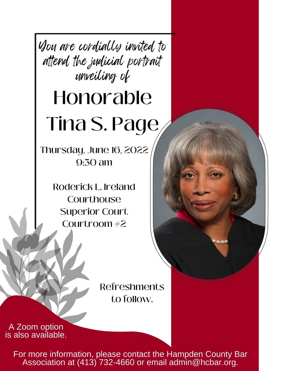 Don't miss Judge Page's judicial portrait unveiling tomorrow!