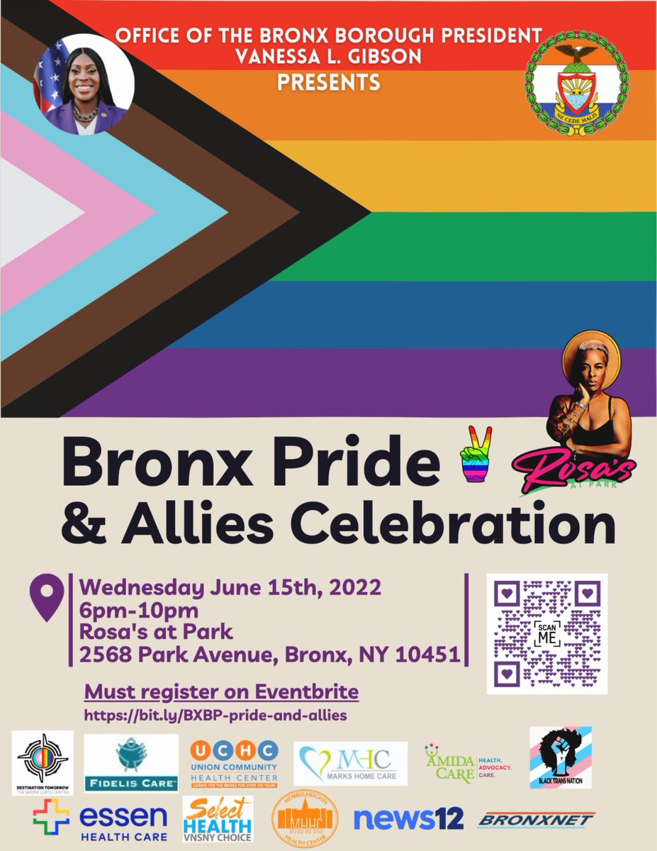 TONIGHT: Join @bronxbp @Vanessalgibson and @helpNYC at the Bronx Pride & Allies Celebration!  

Reg' Req': helpnyc.co/events

#BronxPride #NYCpride #HappyPride #NYC #BRONX @FidelisCare @Blacktransnati2 @MHHC_Inc @EssenHealthNY @SelectHealthNY @News12BX @BronxnetTV