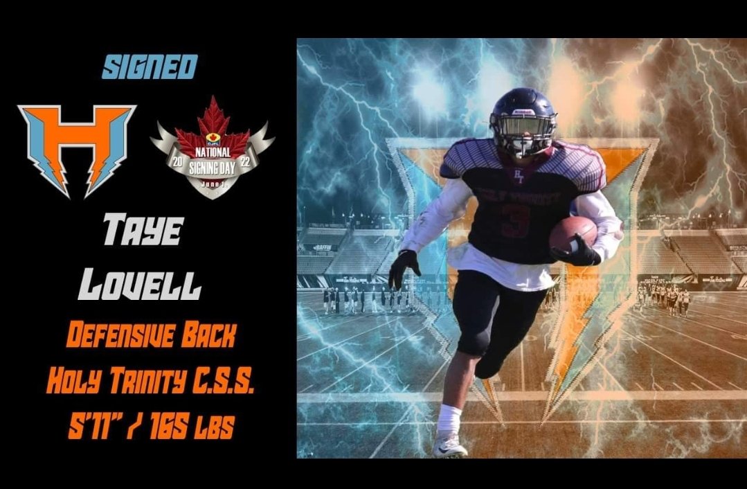 CanesFootball63's tweet photo. The Hamilton Hurricanes are pleased to announce the signing of DB, Taye Lovell of Holy Trinity C.S.S in Simcoe.
#canesnation
#cjflsigning
@TheOFCFootball 
@CJFLnews https://t.co/Thvj0741Kq