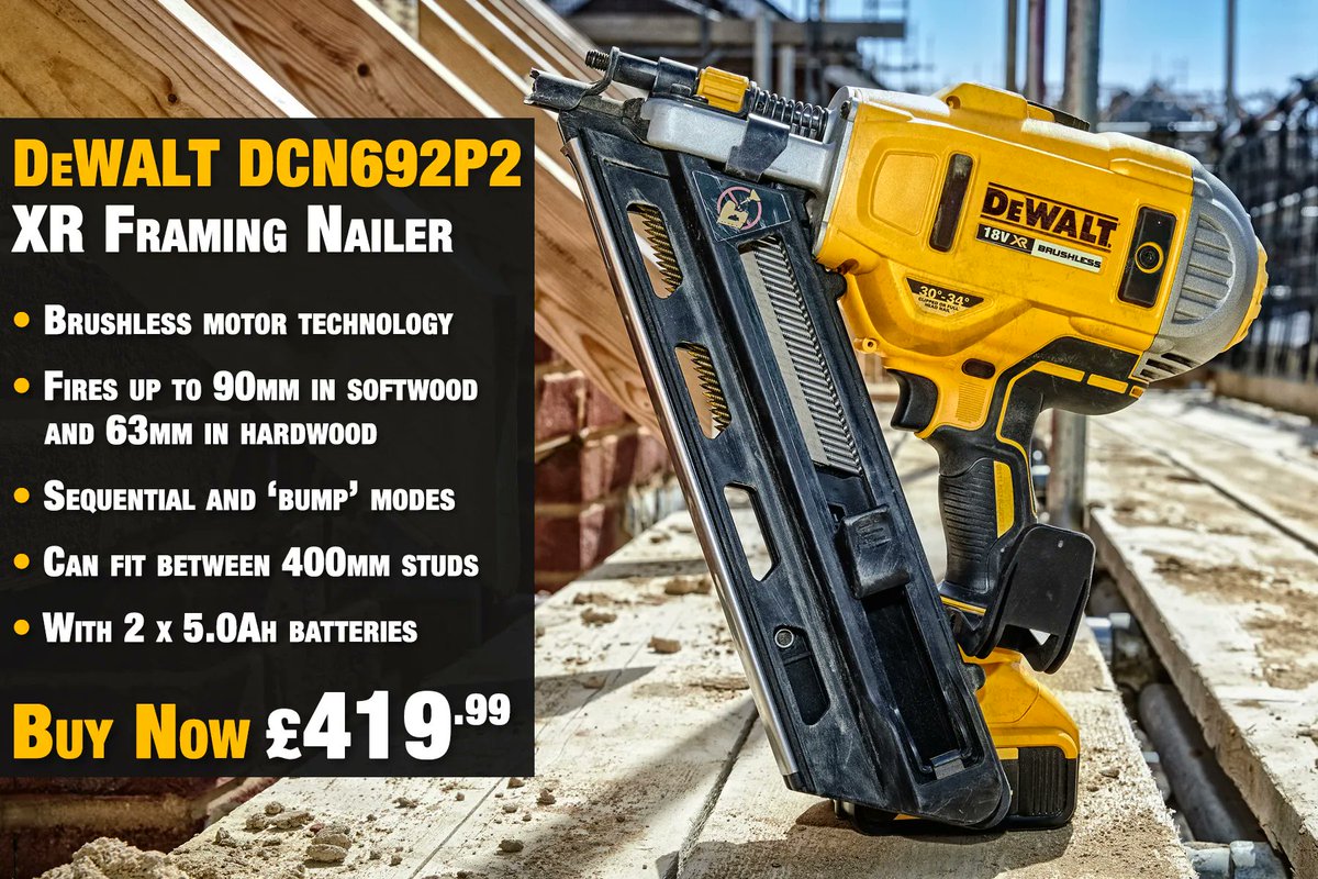 DeWALT 18V Framing Nailer Back In Stock!
One Of Our Best Sellers, Don't Miss Out
Buy Now - buff.ly/3xSuOdm