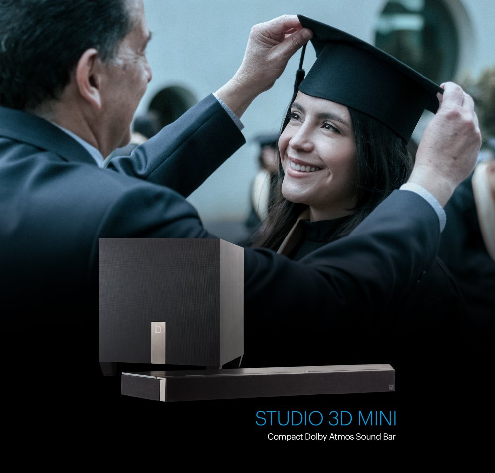 Still need a gift for your dad or grad? Upgrade their home theater setup to Dolby Atmos with the Studio 3D Mini and save $100, plus get free expedited shipping. bit.ly/3aXKAKG #definitivetechnology #fathersday #graduation #studio3Dmini