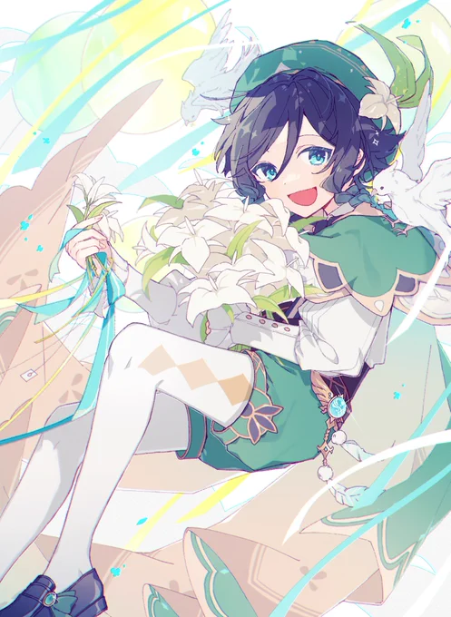 ウェンティくんお誕生日おめでとう〜🕊 
#原神 #ウェンティ生誕祭2022 #Venti 