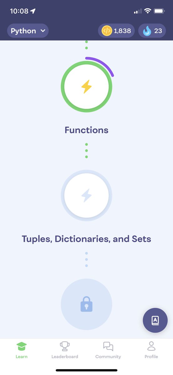 thecodecaddie's tweet photo. 23 day streak. Enjoying the @getmimo tutorials and love the practice modules that keep me from forgetting what I learned.
#TheCodeCaddie
#Python https://t.co/qHMeIURx7o