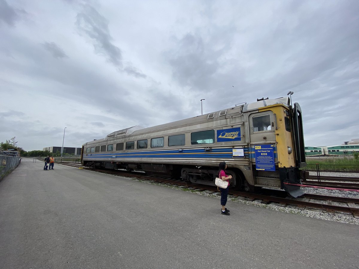 HeBuildsTransit's tweet photo. One of the original self propelled “DMU-style” passenger rail cars from the ‘50s. 50% axle motorization through 2x 300hp undercarriage diesel engines. Intended to reduce crew costs to match demand and capacity for short line, branch railways. #TRACCSRailDay https://t.co/pVAnavXFcn