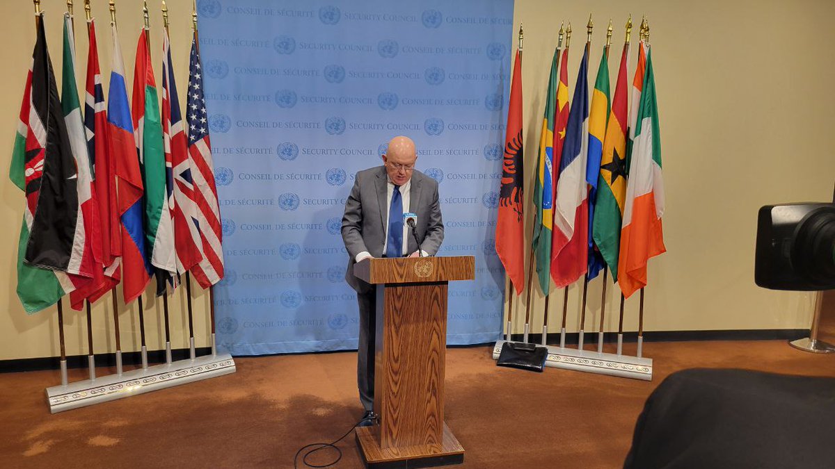 RussiaUN's tweet photo. #Nebenzia: The recent shelling of #Donetsk is another war crime by the agonizing #Kiev regime. It's a flagrant violation of IHL, incl. principles of proportionality, military necessity, distinction &amp; humanity. Kiev regime will be held responsible for this.
https://t.co/vrjzAjM4cG https://t.co/rWRTe1Uqcx