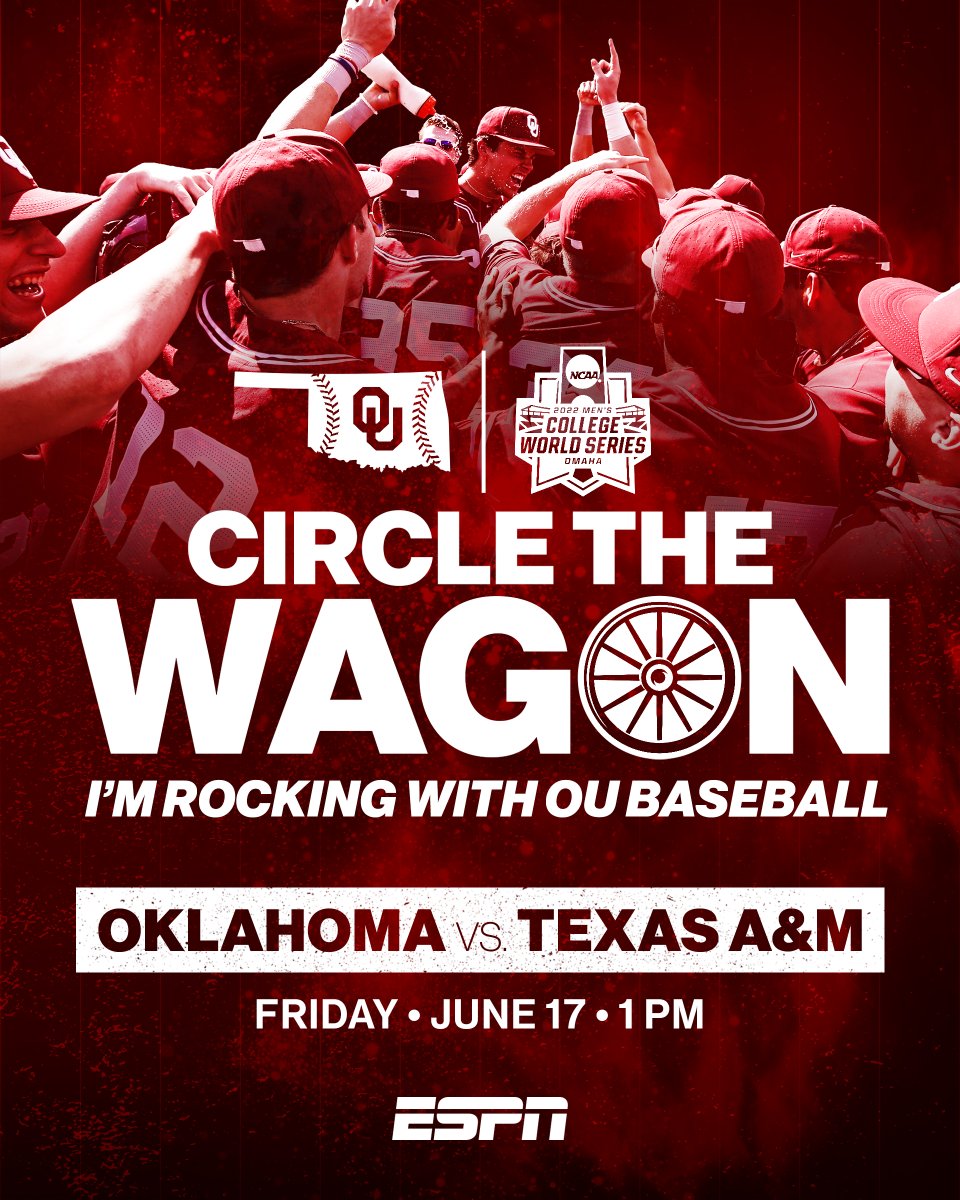 OU_Athletics's tweet photo. 𝗖𝗶𝗿𝗰𝗹𝗲 𝘁𝗵𝗲 𝗪𝗮𝗴𝗼𝗻‼️

Let the world know you’re rocking with @OU_Baseball as they head to the MCWS. Save and post this graphic with #OklahOMAHA to show your support. https://t.co/W8IAnMw6vR