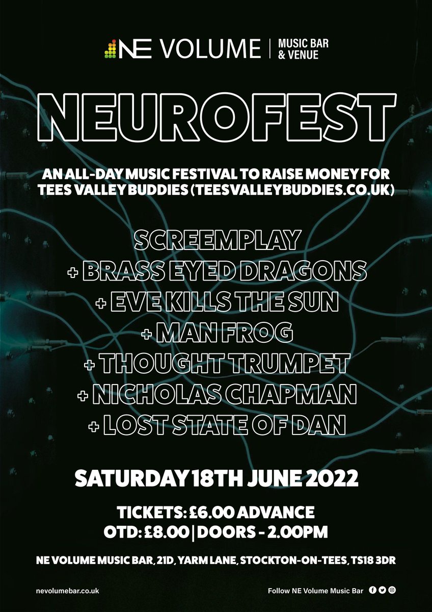 Join us in Stockton this Saturday for an all-day music festival to help raise funds for <a href="/TeesVBuddies/">Tees Valley Buddies</a>  (teesvalleybuddies.co.uk), a neurodiverse self-advocacy and peer support charity network - and tickets are on sale now: seetickets.com/event/neurofes…