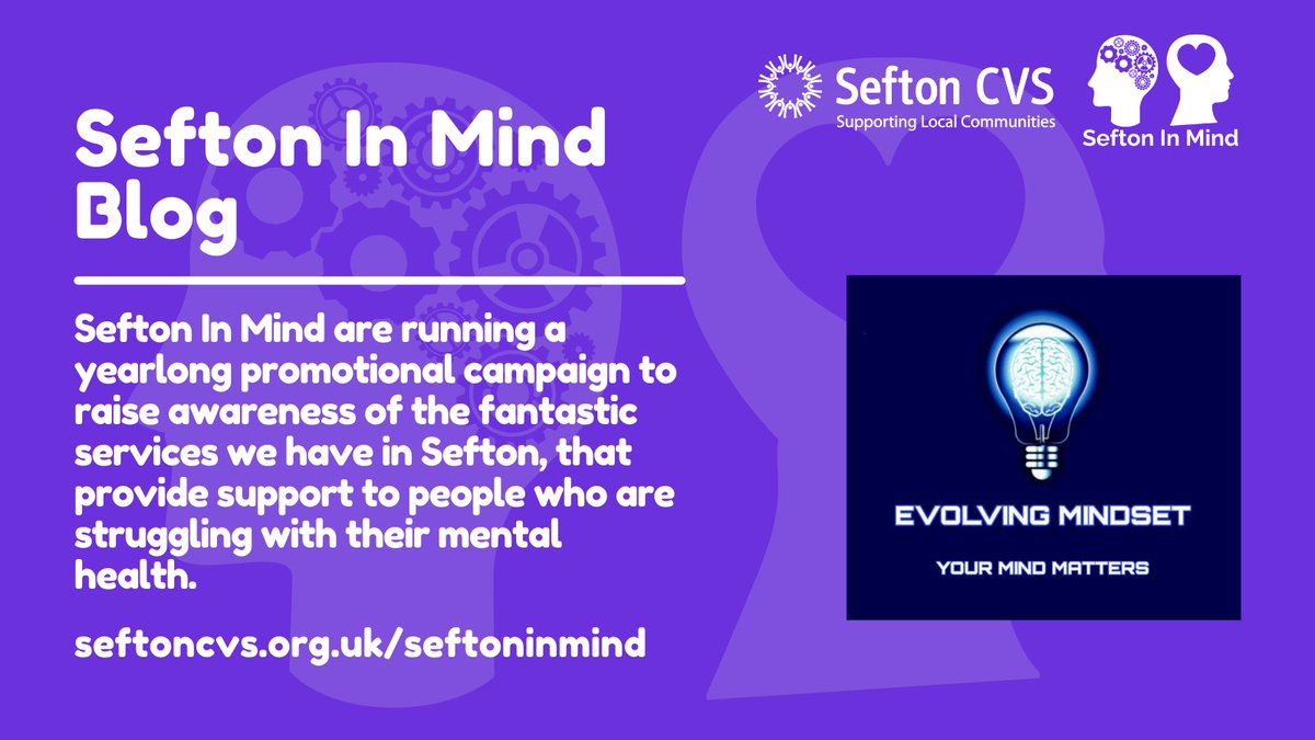 #SeftonInMind Showcase | Evolving Mindset CIC

Every month we will be highlighting services in #Sefton that provide #MentalHealth support. 

This week we learned more about <a href="/evmindset/">Evolving Mindset CIC</a>. A non-profit promoting positive mental health!

Read more... bit.ly/3MShlXe

#MySefton