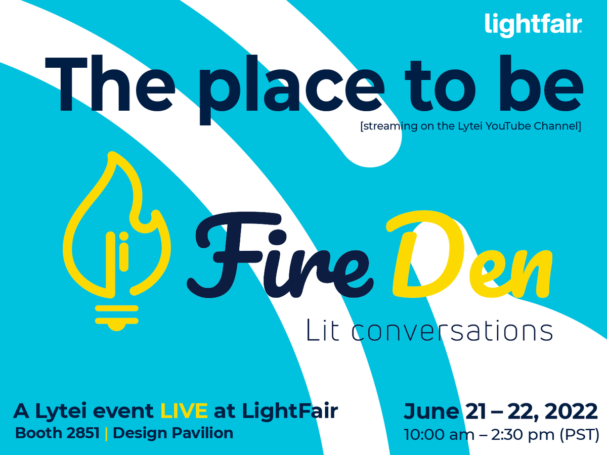 Lyte_i's tweet photo. We’re bringing the FireDen back to @LightFair — join us in Las Vegas (booth 2851) next week to be a part of the LIT conversations, or to see it in action!

#lightfair2022 #fireden #litconversations #lightingtradeshow #lightinginspiration #lightingdesign https://t.co/2z7cnfqiVW