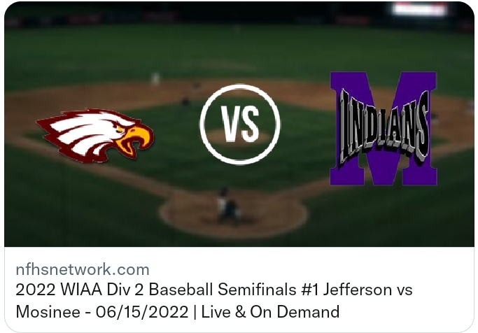gauntlet_adidas's tweet photo. 🏆 2022 WIAA Div 2 Baseball Semifinals
#1 Jefferson 🆚 Mosinee
🗓️ JUN 15, 2022 |⏰ 6:30 PM EDT
📍 Grand Chute, WI
⚾ Varsity | Boys | Baseball
📺: https://t.co/V5g18Chrqm

@MosineeHigh @mosineeschools @GoJHSEagles @JHSDragonsBsbl @wiaawistate https://t.co/lQKaJm1Kuy