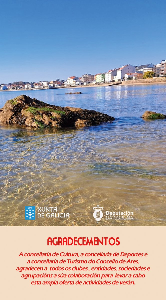 ConcellodeAres's tweet photo. ℹ️ O #ConcellodeAres presenta a programación cultural do verán con preto de 75 actividades
#ViveAres #VeraneAres #TurismodeAres #ConcellariaTurismoAres #ConcellariaDeportesAres #ConcellariadeCulturaAres #VeraneAres2022
+info: 👇
https://t.co/ExB4pQUhjl https://t.co/TWCgSoAhnE