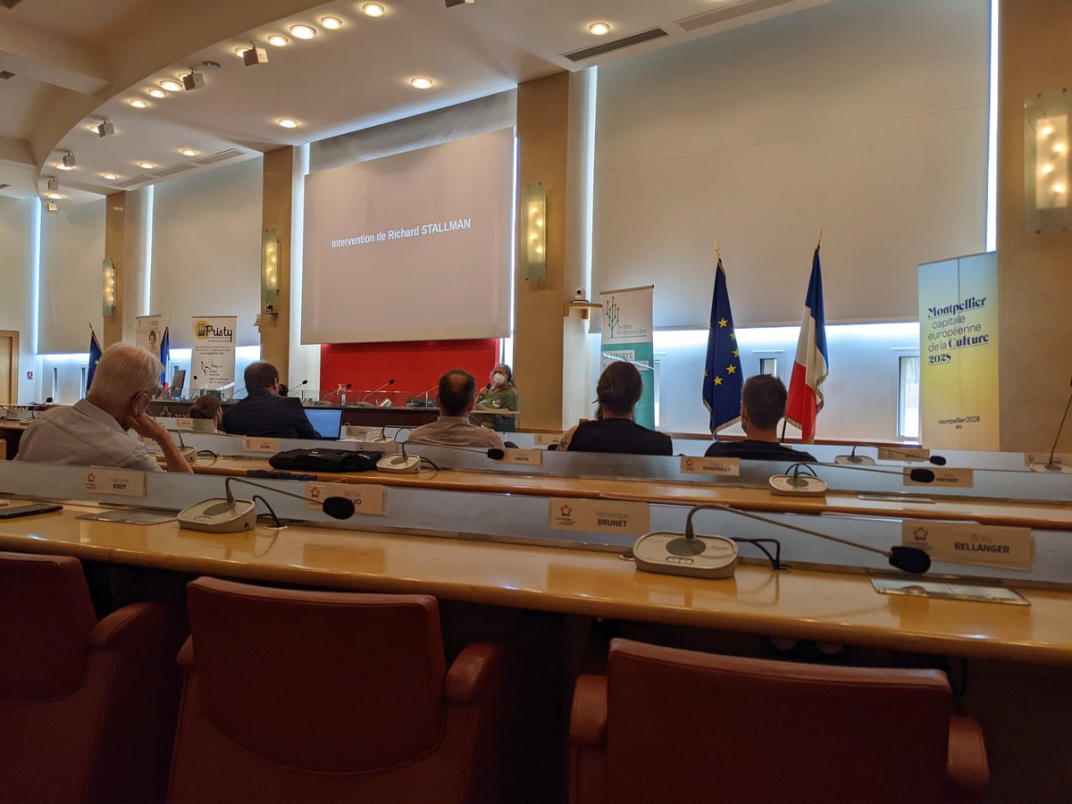 CRageade's tweet image. Intervention de Richard Stallman au 8ème congrès d'@ADULLACT : "l'État ne doit pas céder le contrôle de l'informatique à un autre" au sujet du logiciel libre et des collectivités.
#opensource #logiciellibre @algoofr #nojavascript