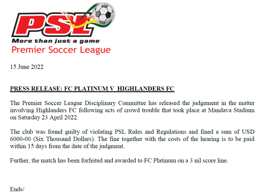 CastleLagerPSL's tweet photo. Press Release: Disciplinary Judgement https://t.co/dX9Gz3Ux5A