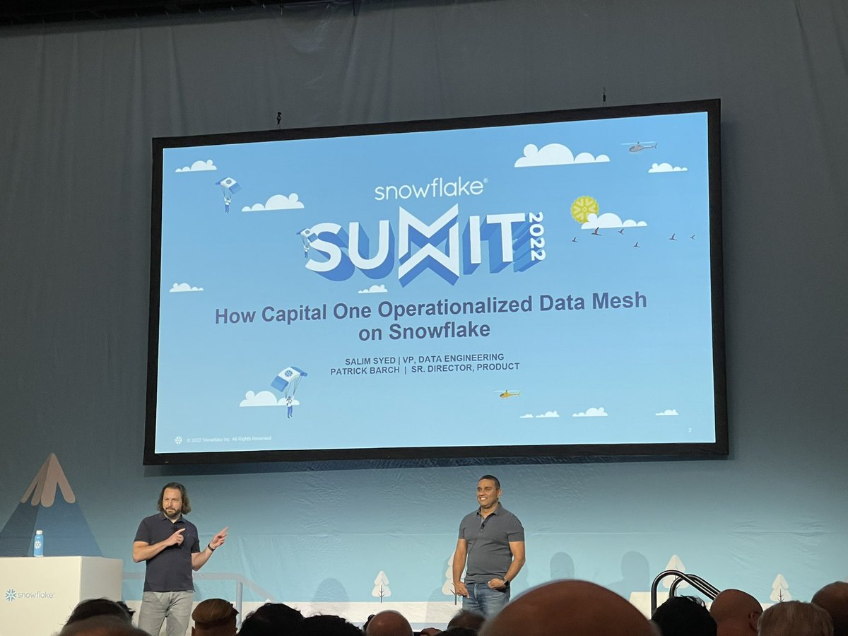 Kramer_SQL's tweet image. Packed room for session on “How @CapitalOne Operationalized Data Mesh on @Snowflake” by @PGBarch and Salim Syed @CapitalOneTech 

#SnowflakeSummit