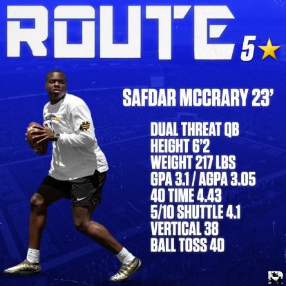safdarmccrary's tweet photo. Definitely appreciate the Support &amp; Long Time Associations with a Great Media Entity..5⭐️ since a Sophomore @ROUTEInc @BeELITE__ @QBHitList @FIUFootball @CoachGFive @CoachYost @UW_Football @CoachJuice6 @USC_FB @Coach_Henson @WSUCougarFB @CoachMalone18 https://t.co/2Y5R93VVEd