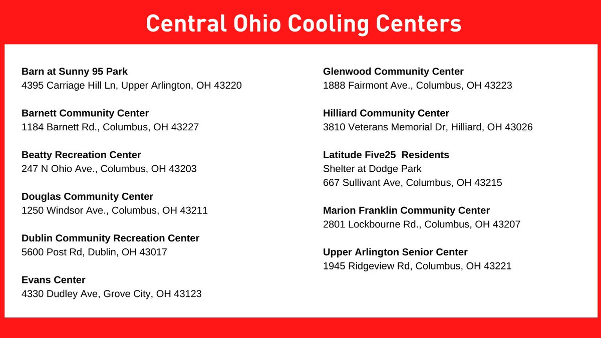 AEPOhio's tweet photo. Cooling centers open today in Central Ohio. https://t.co/aFNu0Rldle