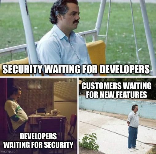AshtonArons's tweet photo. DevOps is supposed to speed up delivery, but when there is too much back and forth, customers get left behind.

- Security sends JIRA tickets to developers.
- Security waits for developers to fix.
- Developers fix and wait for security.

And repeat...

Dev(Sec)Ops … https://t.co/x3SGCJYKG4