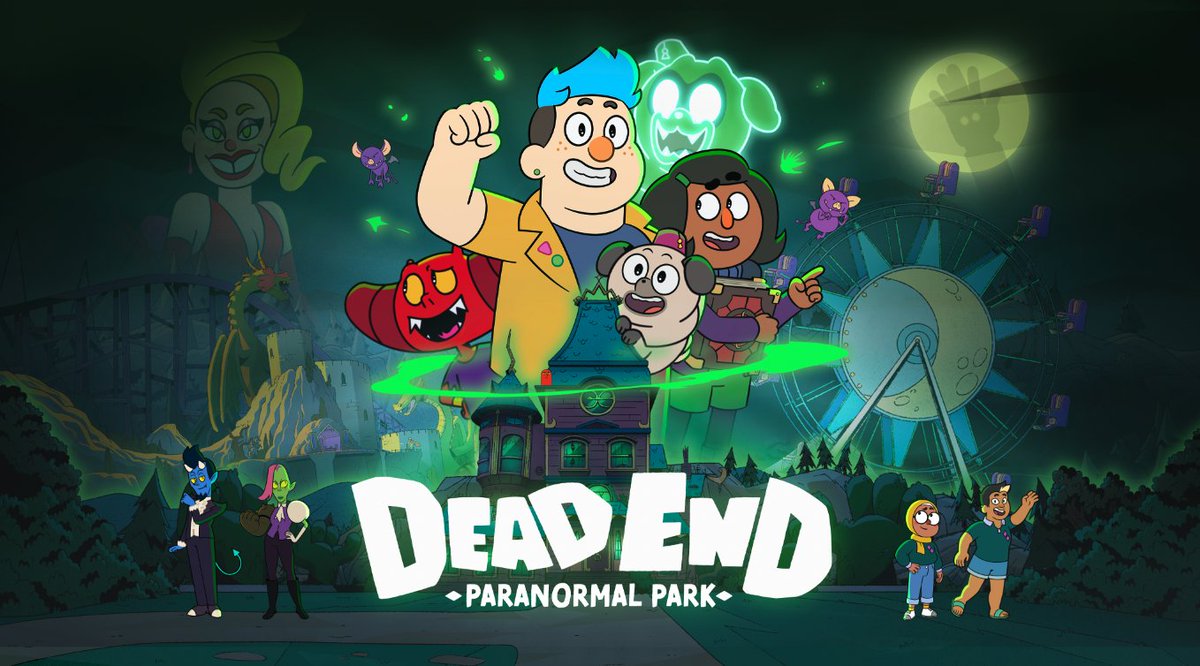 hamishsteele's tweet photo. Tomorrow DEAD END: PARANORMAL PARK debuts on Netflix.

It's funny, spooky, dramatic and diverse. It has a trans and gay protagonist from the jump. And we really hope we can make more. If you want more Dead End and shows like it, let's make it a hit and stream it this weekend.👻 https://t.co/UPOhjap6g2