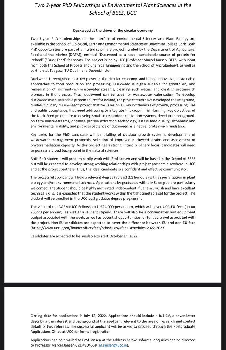 lanre__badmus's tweet photo. #phdjobs #phdpositions come join our team @PLANTS_UCC https://t.co/CjGsoOHvng