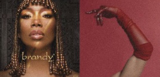 Beyoncé posted a collage of all album covers & a fake one with the red  glove pointing “B7” by Brandy.. she's coming fr