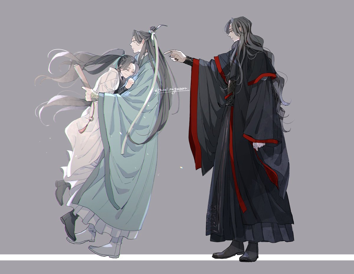 hanfu long hair chinese clothes black hair robe long sleeves multiple boys  illustration images