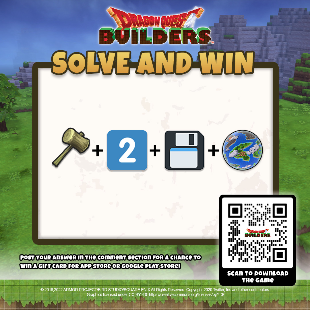 DRAGON QUEST on Twitter: "Dragon Quest Builders is now available on mobile!  Decipher the riddle and reply to this post with your answer for a chance to  win a $10 USD store