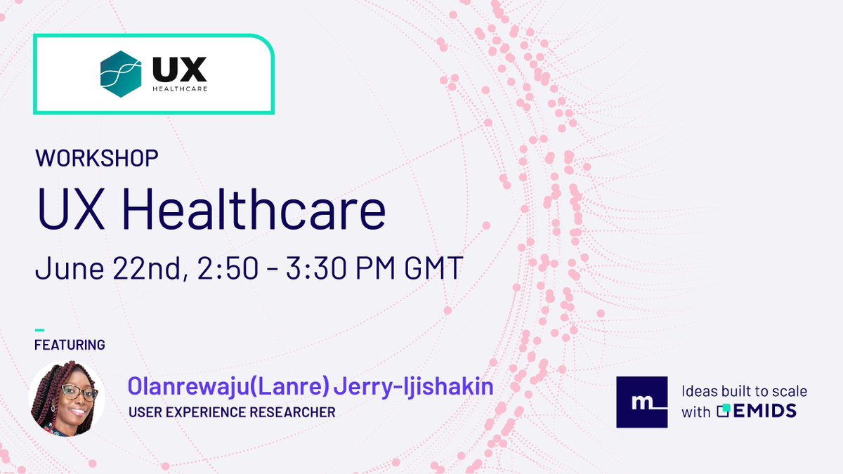 Lanre Jerry-Ijishakin, UX Researcher at Emids, will speak to how UX professionals involved in designing healthcare services and products can meet the needs of all users, especially in an era of digital healthcare. ow.ly/kYVH50JygSv

#UXH22 #UX #UXDesign #UXResearch