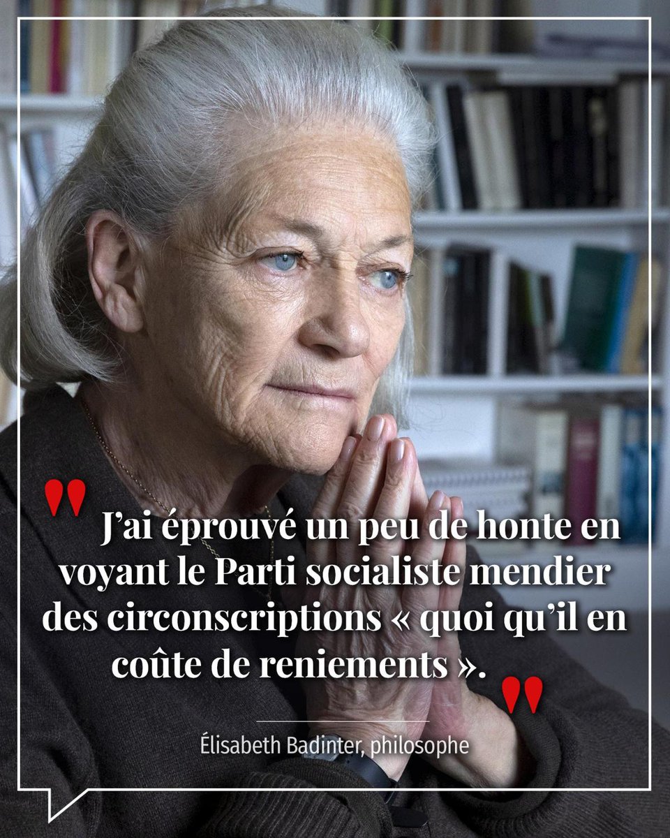 LePoint's tweet photo. Sur l’alliance de la gauche autour de La France insoumise, le point de vue d'Élisabeth Badinter est assez sévère. La philosophe regrette que la gauche ait renoncé à l’idéal social-démocrate au profit d’une tendance radicale. 
📍Entretien. https://t.co/qUaJAZyKes @CPetreault https://t.co/WKvsUuVCpV