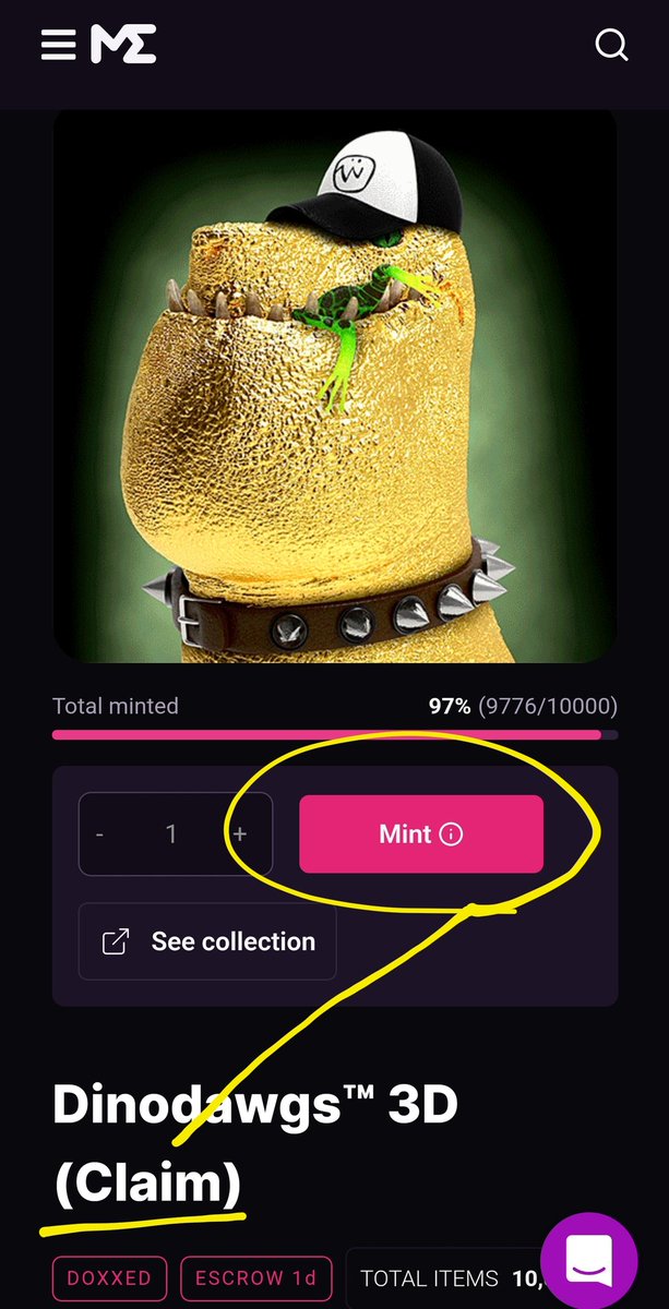 Dinodawg Kingdom (@dinodawgkingdom) on Twitter photo Important info - Our mint is SOLD OUT (it sold out in 8 mins during one of bloodiest weeks in crypto in the last 2 years) And, yes we rule.
What you see on <a href="/MagicEden/">Magic Eden 🪄</a> launchpad is the CLAIM page for those who minted and have a receipt. Important info - Our mint is SOLD OUT (it sold out in 8 mins during one of bloodiest weeks in crypto in the last 2 years) And, yes we rule.
What you see on <a href="/MagicEden/">Magic Eden 🪄</a> launchpad is the CLAIM page for those who minted and have a receipt.