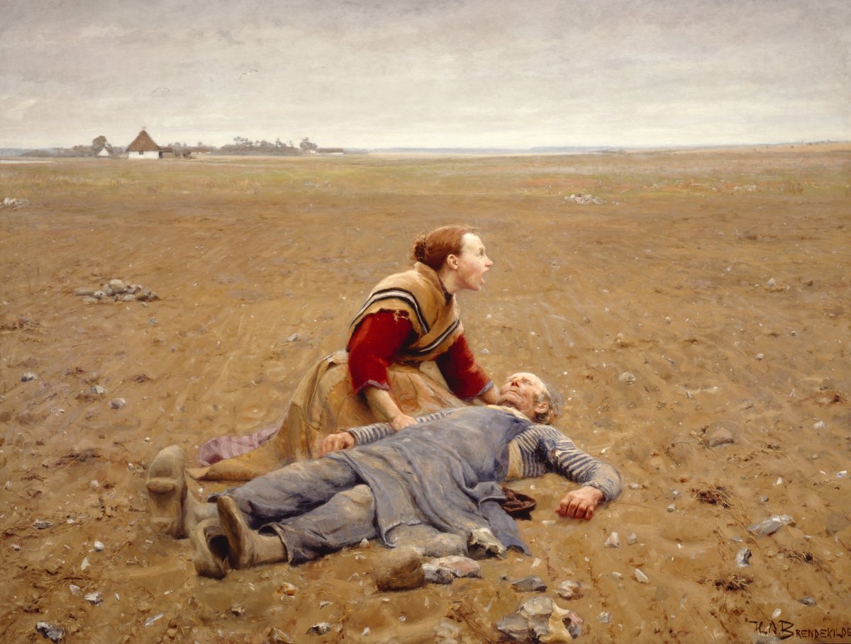 NotaBeneMovies's tweet photo. Le tableau original pour ceux qui veulent s'amuser 🙂 : H. A. Brendekilde - Udslidt (Usé) (1889). https://t.co/FVS1HO4JGu