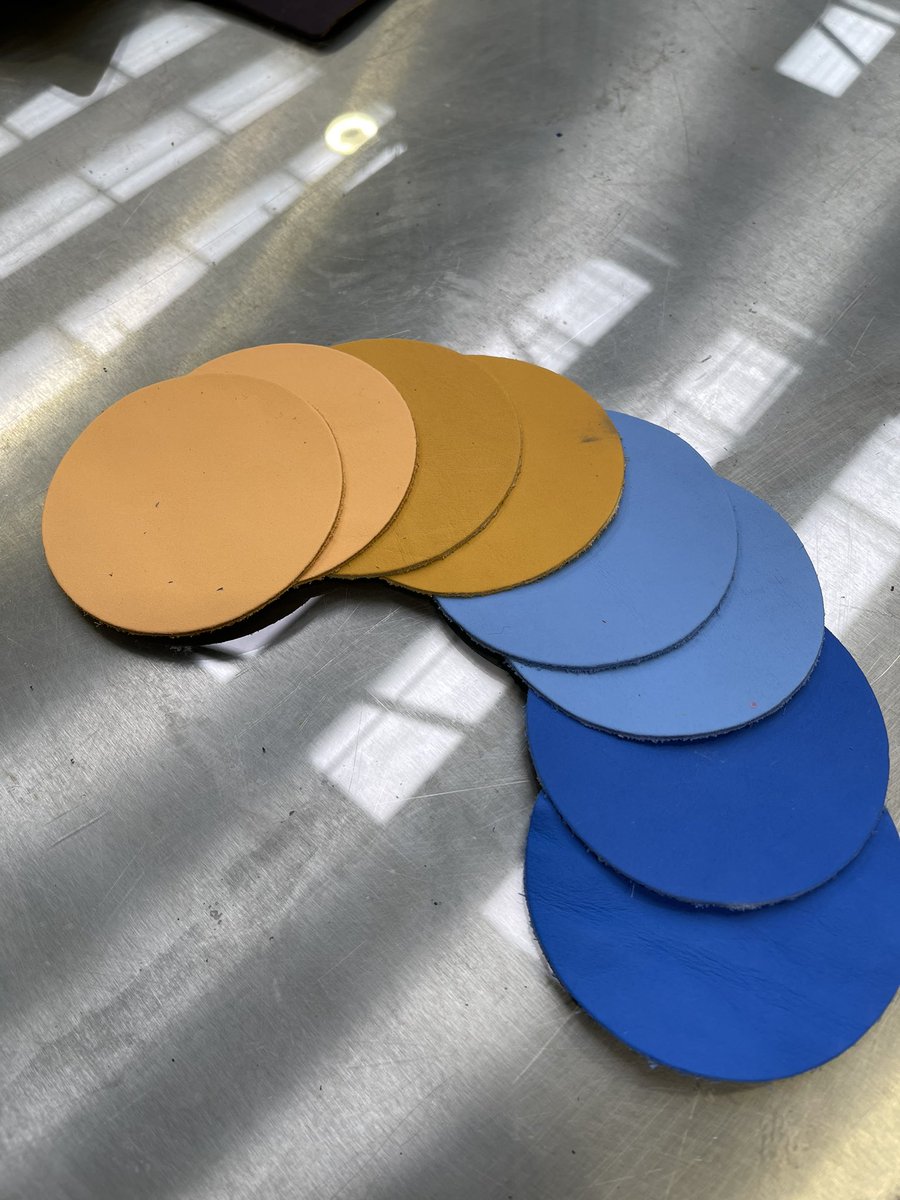 ICLTLeather's tweet photo. Today on the @ICLTLeather Creative Leather Applications course the students have had a busy day. They have tried colour matching, embossing and wax finishes. Some great results! @FashionUoN @UniNorthants #studyleather https://t.co/lOxboCD1xo