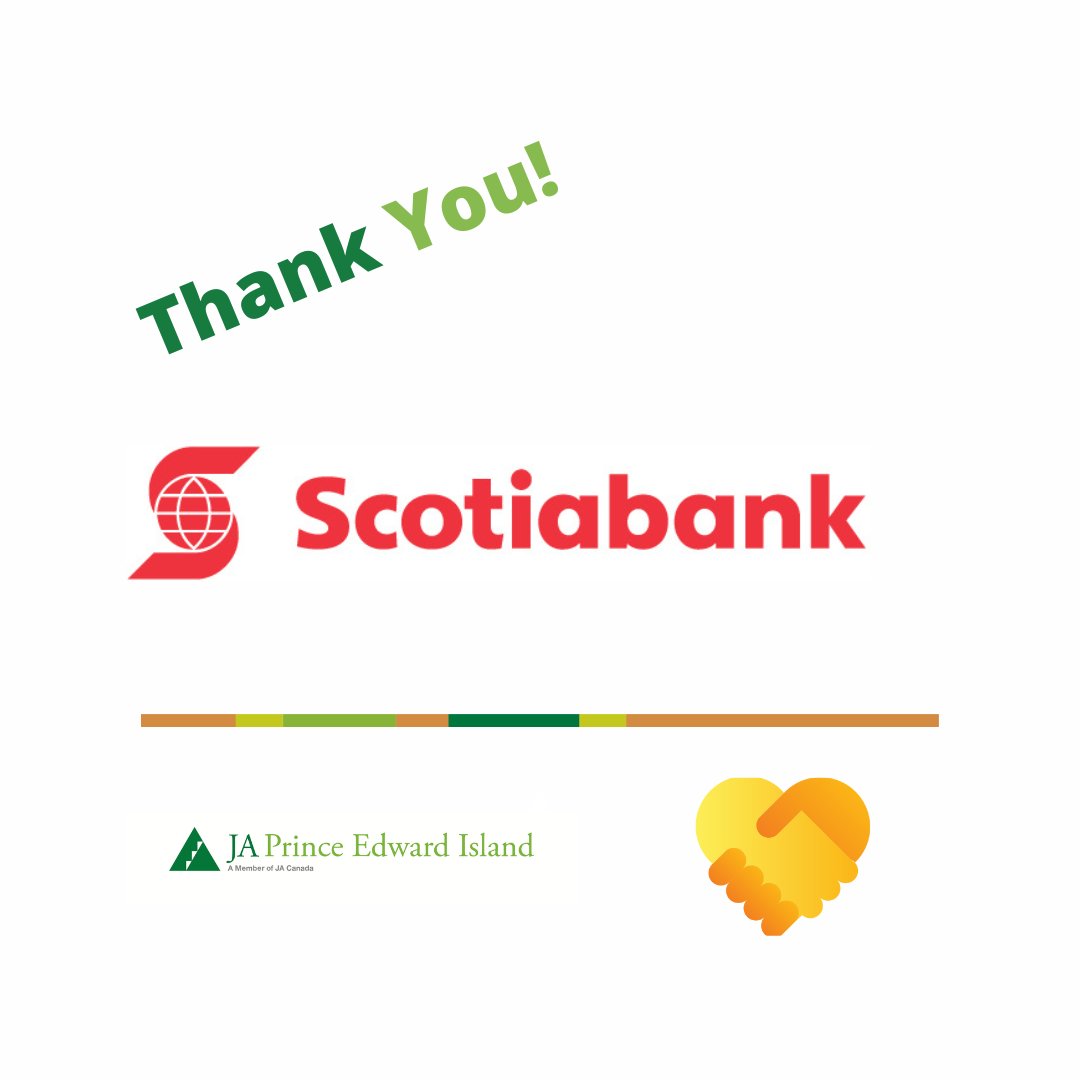 JA Prince Edward Island would like to express our sincere appreciation to our valued corporate Partner, <a href="/scotiabank/">Scotiabank</a> . Thank you Scotiabank for your ongoing commitment to supporting the delivery of JA programs in our province.