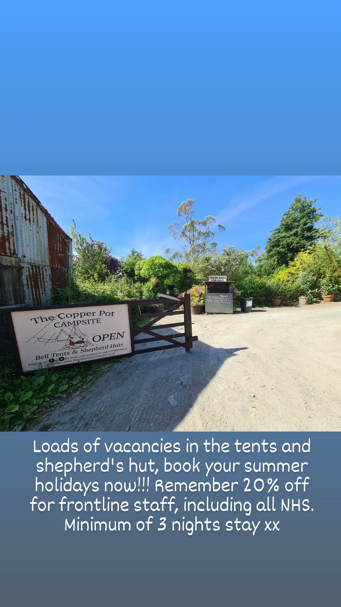 CopperPotCamp's tweet photo. @guardian @Independent would one of your writers like a break away? We're open, beautiful, sustainable, ecofriendly, benefit the local area 😀 #Cornwall #sustainable #journorequest #sustainability https://t.co/bXCYXbGNDU