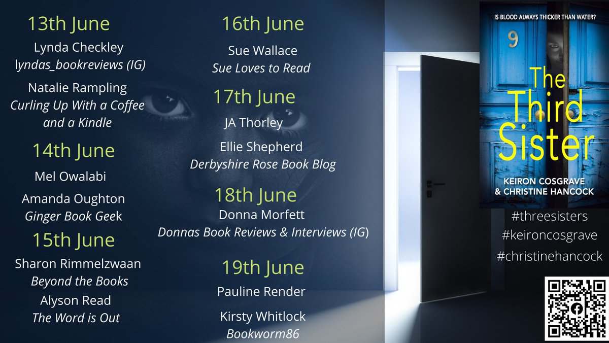 alysonread's tweet photo. Today I am on the Blog Tour for The Third Sister by @KeironCosgrave @CKwc02
A tense psychological thriller told by four different characters which will demonstrate whether blood is really thicker than water. 
Full review on https://t.co/wt6kCXHJj3 https://t.co/69EWHXpsZb