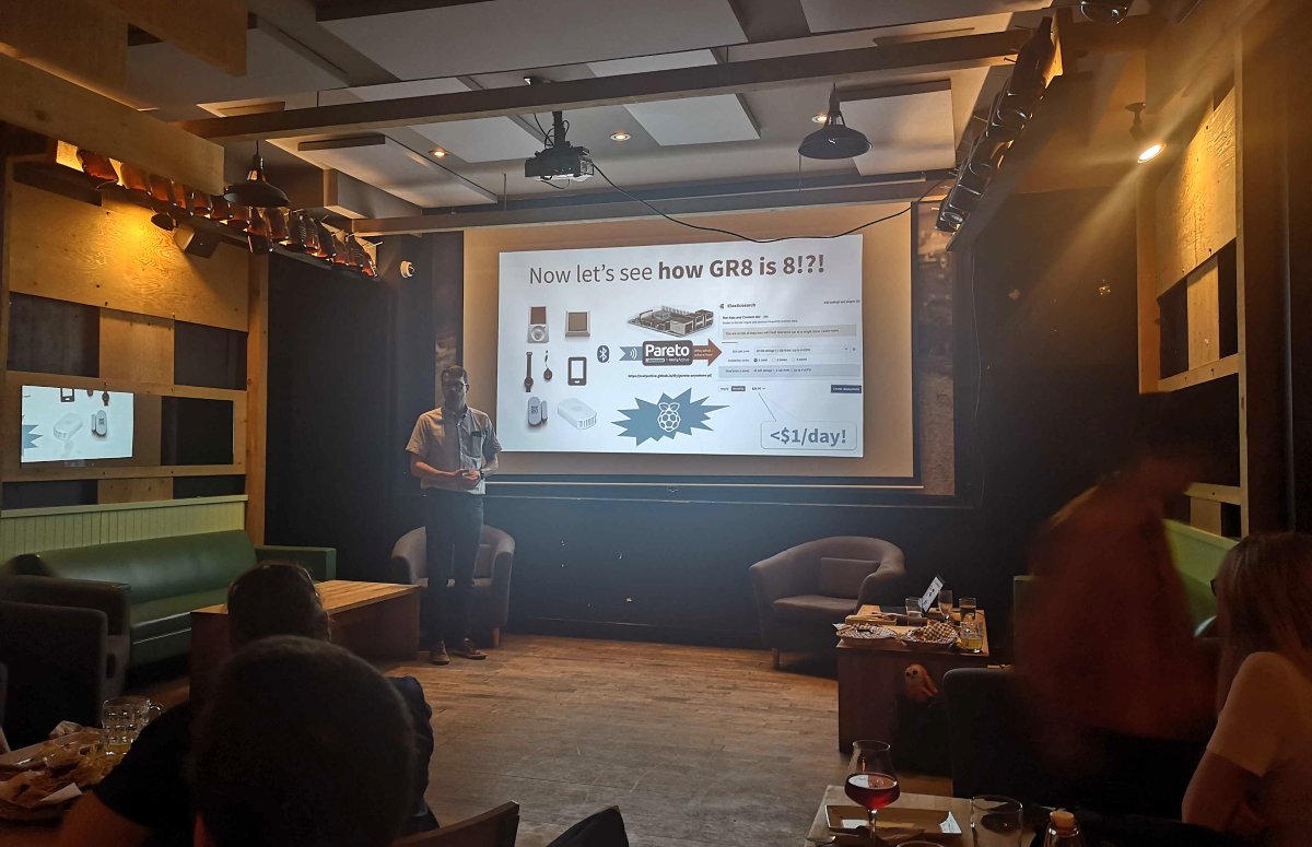 reelyActive's tweet photo. Was GR8 to be back in person and presenting "How GR8 is 8" at last night's #Montreal #ElasticMeetup!
We've completed the jump from #Elasticsearch 7 to 8 in our #ParetoAnywhere #opensource #middleware for #CAPSpaces. #AmbientData looks GR8 in #Kibana 8! https://t.co/hcoKTETKYG