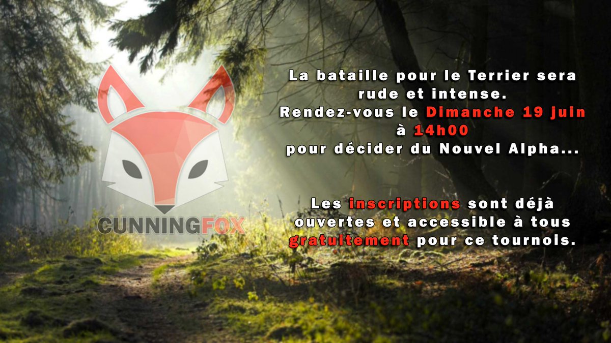 cf_esport's tweet photo. Les inscriptions de la 2ème édition de la #CF_Arena sont ouvertes ! 🦊
Rejoignez gratuitement le tournoi et venez détrôner l'actuel Alpha ! 👑

🗓️19/06 🗓️
⏰ 14H00 ⏰
💵 Gratuit 💵
📍 Online 📍
🥊 16 Participants 🥊
⚔️ Round Swiss ⚔️

Inscrivez-vous ici :
https://t.co/7o9WgrHEwD https://t.co/NOMgGurOgv