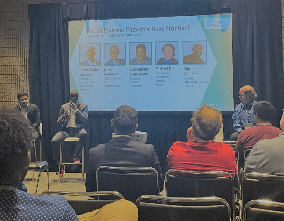 dkm_nyc's tweet photo. I'm honored to have had the opportunity to speak about the emerging trends in the #metaverse and the increasing potential of FinTech at the @FintechSouth event hosted by the @TAGthink. Grateful to attend with my colleagues @JamilaAbston and @Rdantas_ey. #FinTechSouth https://t.co/KMEvz0YBxv