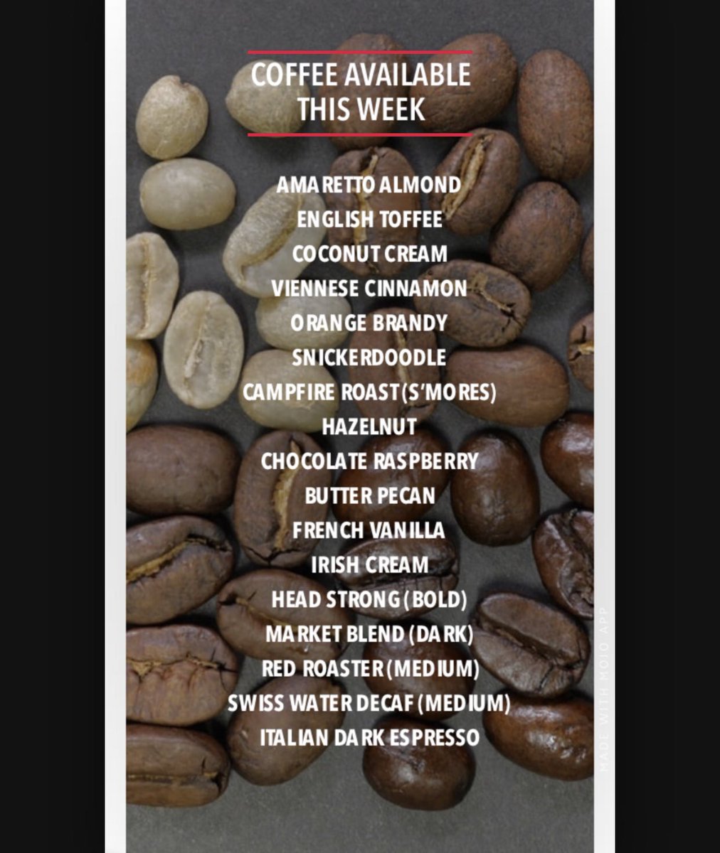 coraliew's tweet image. Here is this week’s #TheLittleRedRoaster coffee list! Order now for fresh ground or whole beans. Pick up or delivery ($6) in #ldnont - delicious hot or in your cold brews! #coffeetime Message to order anytime!