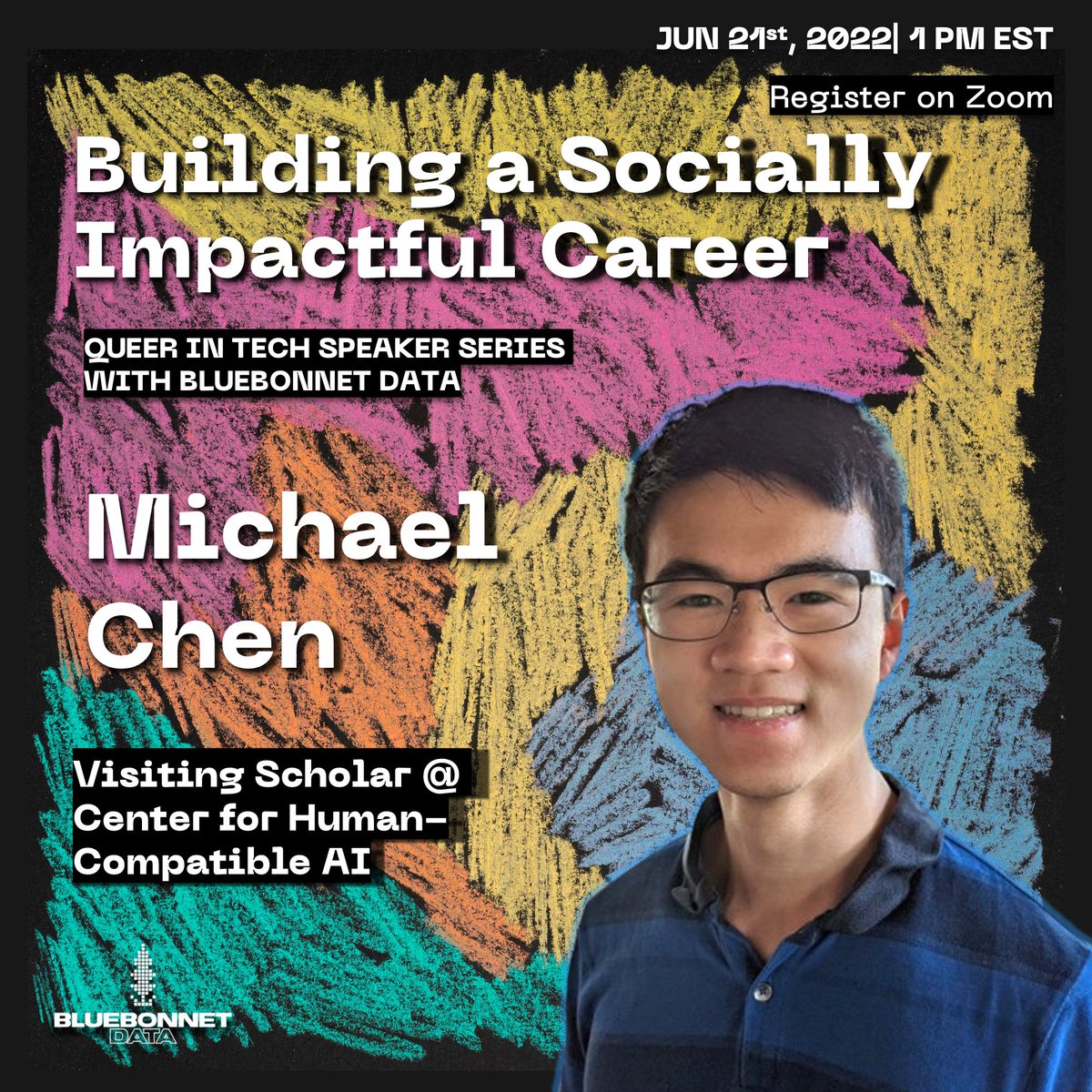 BluebonnetData's tweet photo. Join us next week for virtual lunch as Bluebonnet Fellow @miclchen talks about how to build a socially impactful career for our #QueerinTech series. RSVP here: https://t.co/vbcQ3mJhFs https://t.co/X60NUjx9j1